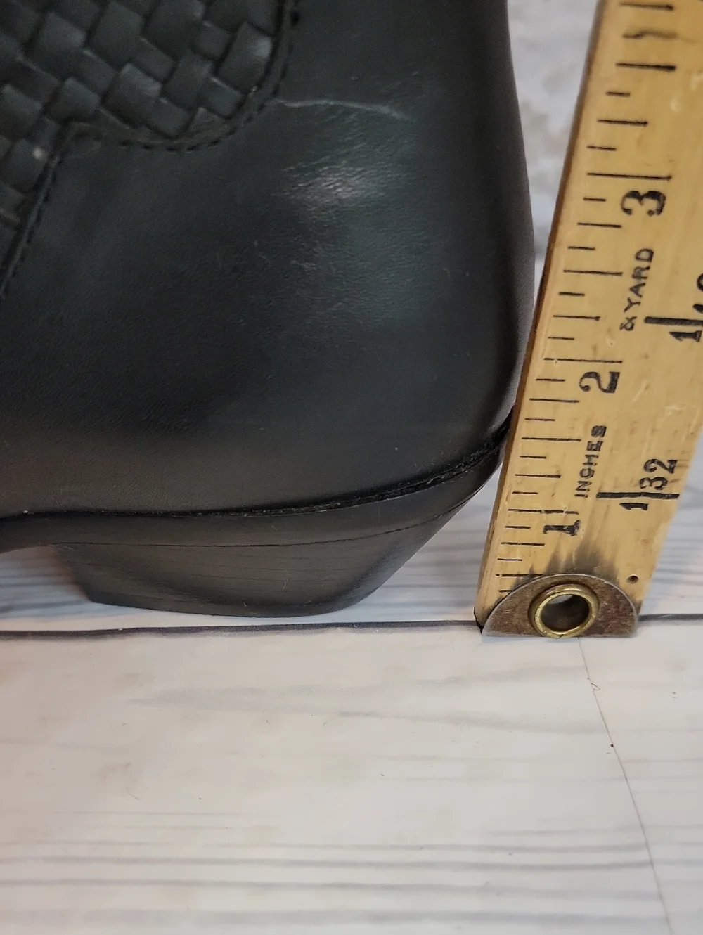 Unbranded Sample Black Woven Leather Mid-Calf Cowboy Boots - Women's Size 7